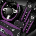NBTEPEM 6 PCS Bling Purple Car Accessories Set, Leather Purple Steering Wheel by NBTEPEM