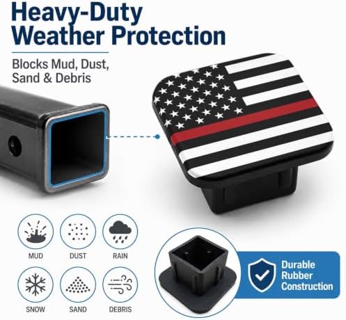 Thin Red Line American Flag Hitch Cover Receiver Tube Hitch Plug Tow Hitch - Image 6