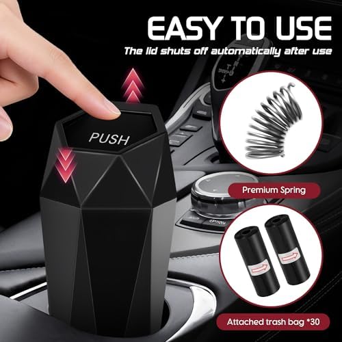 Car Trash Can with Lid, 30 Additional Trash Bags - Image 2