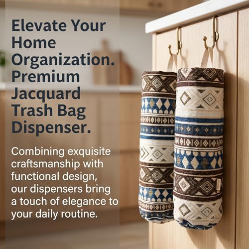 Plastic Bag Holder, Wall Mount Grocery Bag Dispenser, Cotton Aztec Jacquard - Image 4
