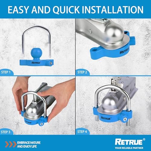 RETRUE Universal Trailer Coupler Lock, Adjustable Hitch Ball Lock - Image 3