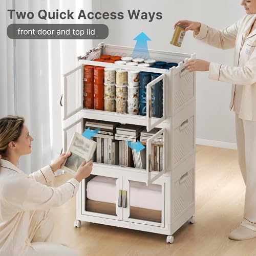 Stackable Storage Bins with Doors & Lids & Wheels - Image 6