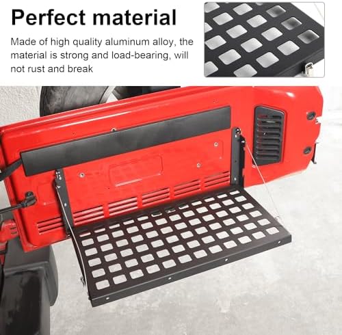 CheroCar for Jeep JK Tailgate Table Rear Foldable Cargo Shelf Aluminum Alloy - Image 3