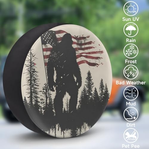 Spare Tire Cover for RV Trailer, American Flag Bigfoot Tire Covers Universal - Image 3