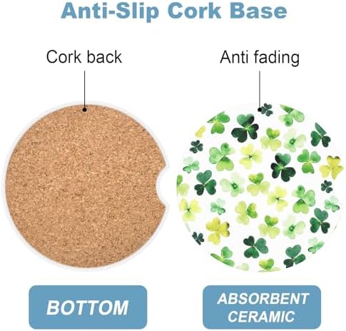 2 Pack Car Cup Holder Coaster, 2.63 inch Anti Slip Insert Absorbent Ceramic Car - Image 3
