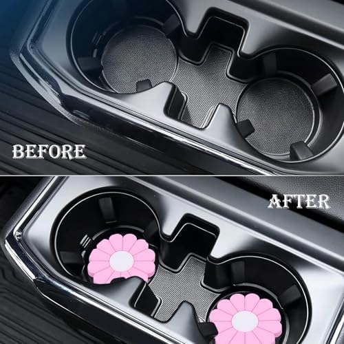 2-Pack Car Cup Holder Coaster Inserts, Daisy Shape, 2.75 Inch Non-Slip Silicone - Image 7