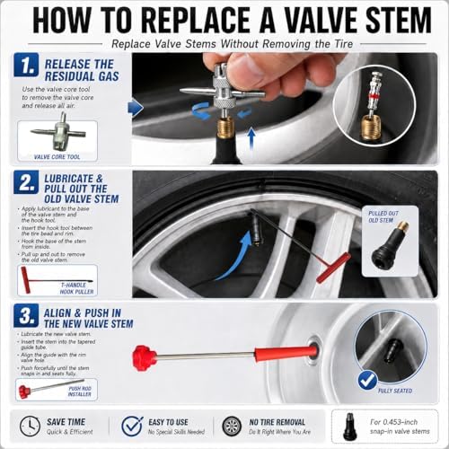 Valve Stem and Core Removal Replacement Tool Kit, Valve Stem Installation Tool - Image 2
