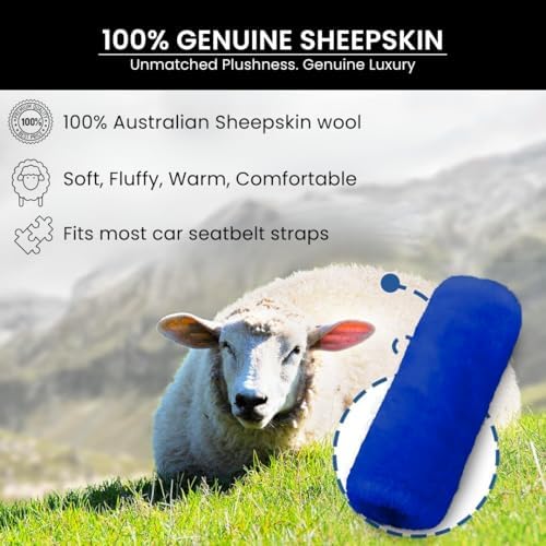 Andalus Genuine Sheepskin Car Seat Belt Cover Pad – Soft Fuzzy, Comfy Fluffy - Image 2