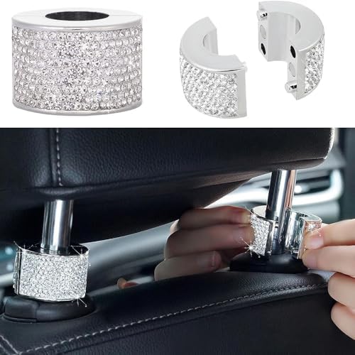 4PCS Crystal Rhinestone Bling Car Headrest Collars, Automotive Magnetic - Image 4