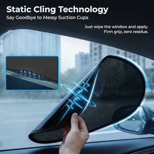 4 PCS Car Window Sun Shades, Static Suction Car Side Windows Sunshade, Front - Image 4