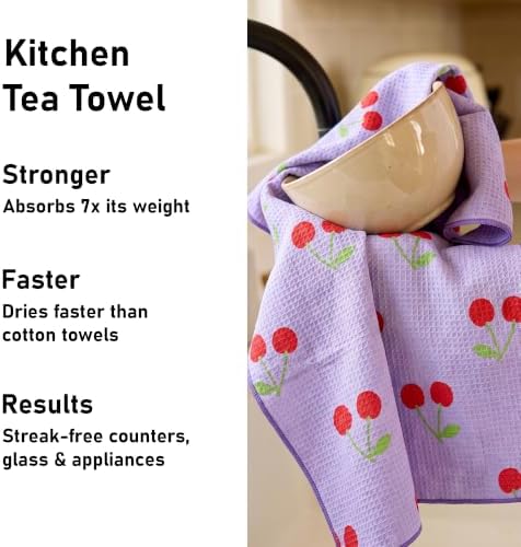Kitchen Towels Set of 2, Double-Sided 16x28 Microfiber Waffle Weave Dish Towels - Image 4