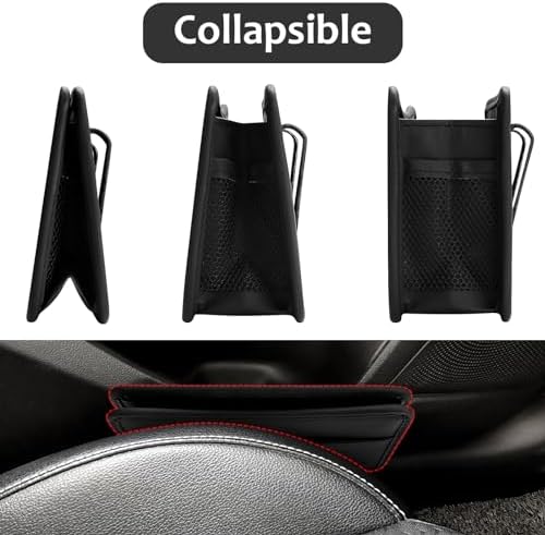 Accmor Collapsible Car Trash Can, Leather Vehicle Garbage Organizer Bin Holder - Image 5