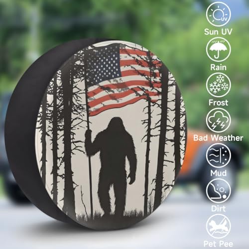 Rv Spare Tire Cover Wheel Bigfoot Forest Flag Tire Covers Wheel Protectors - Image 3