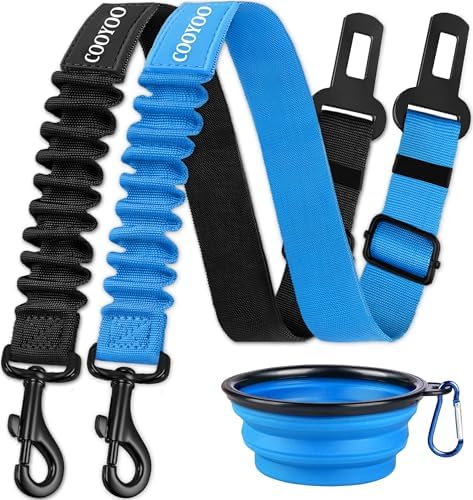COOYOO Dog Seat Belt, 3 Piece Set Retractable Dog Car Harness Adjustable by COOYOO