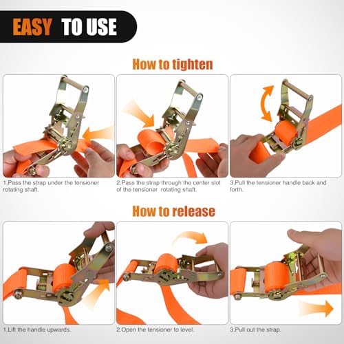 Nilight E-Track Ratchet Straps 2 Pack 2" x 12' - Image 4