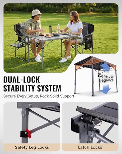 KingCamp 265lbs Adjustable Camping Table Foldable, Aluminum Camp Table - Image 6