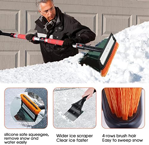 FOVAL 62.4" Extendable Ice Scraper Snow Brush - Image 6