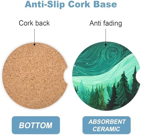 2 Pack Car Cup Holder Coaster, 2.63 inch Anti Slip Insert Absorbent Ceramic Car - Image 3