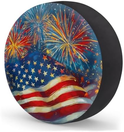 Fireworks Flag Spare Tire Cover Dust-Proof Wheel Protector - Image 2