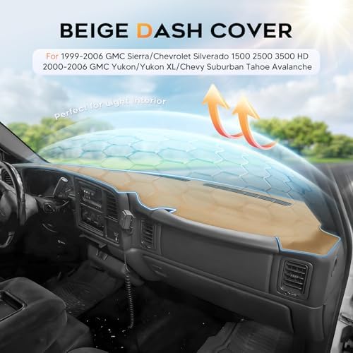 CARTIST Beige Dash Cover for 1999-2006 Chevy Chevrolet Silverado 1500 2500 - Image 3
