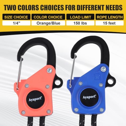 Ayaport 1/4" Adjustable Rope Tie Down Ratchet 2Pack, 15FT Ratchet Rope - Image 7