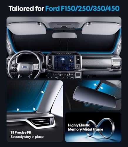 Wigoo for Ford F150/250/350/450 Windshield Sunshade, Custom Fit, Keeps Cool - Image 4