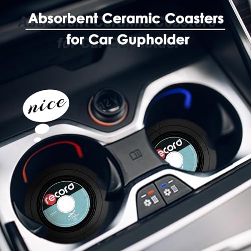 Britimes Car Coasters for Drinks, 2 Pack Ceramic Stone 2.56" Music - Image 5