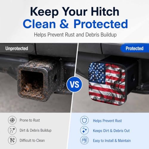 2" Hitch Cover United States America Smoke Flag Rubber Towing Hitch Covers - Image 5