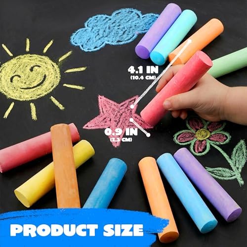 JOYIN 12 PCS Washable Sidewalk Chalks Set Non-Toxic Jumbo Chalk - Image 5