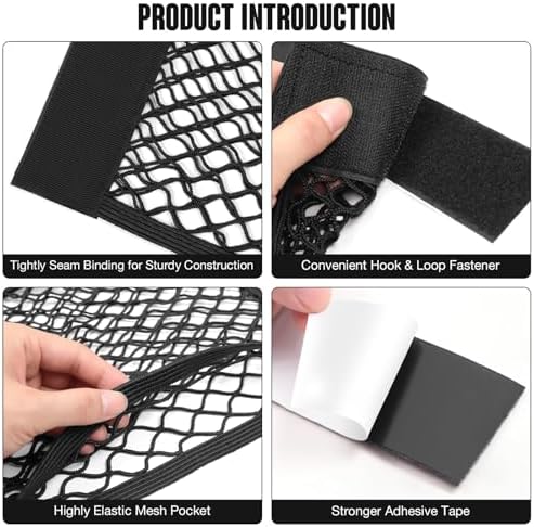 TOBWOLF Car Cargo Net, Elastic Mesh Storage Organizer, 9.8'' X 15.7'' - Image 6