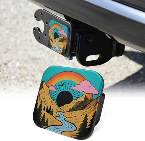 2 Inch Retro Sunset Mountains Trailer Hitch Cover Rubber Receiver Tube Plug Cap by Unknown