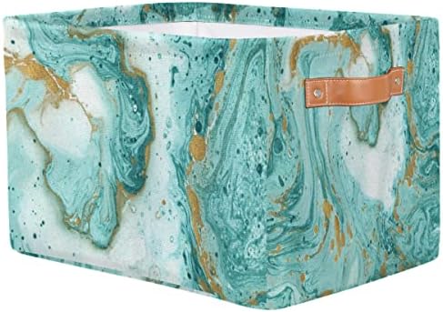 2Pack Turquoise Marble Texture Large Collapsible Storage Bins, Teal Marble - Image 7