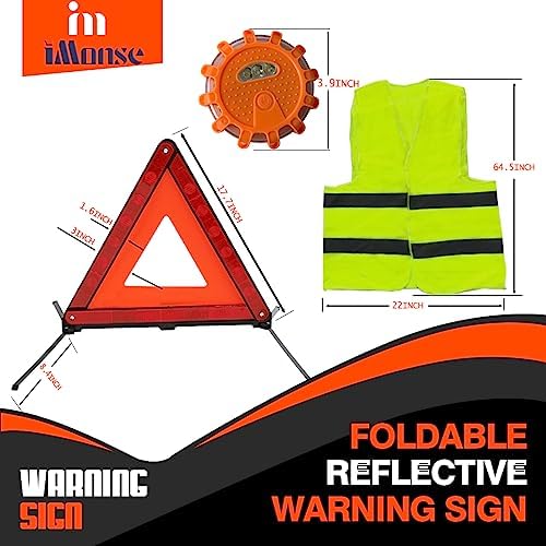 Emergency Roadside Reflective Triangles Warning Safety Kit - Image 4