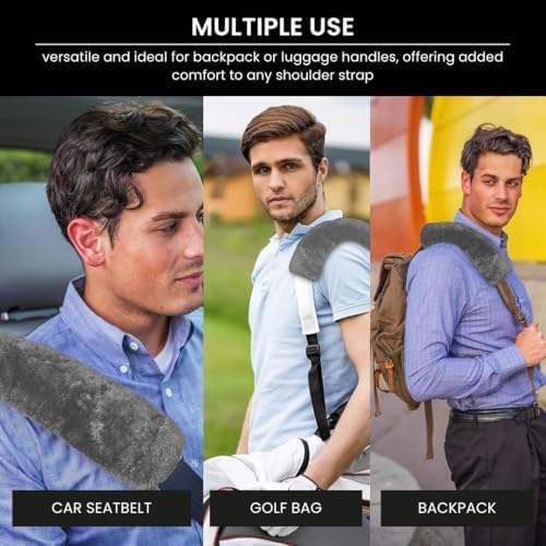 Andalus Brands 2-Pack Authentic Sheepskin Seat Belt Cover Pad – Ultra Soft Car - Image 4