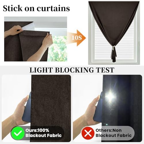 100% Blackout Magic Tape Stick On Curtains Window Shades Pull Down Blackout - Image 2