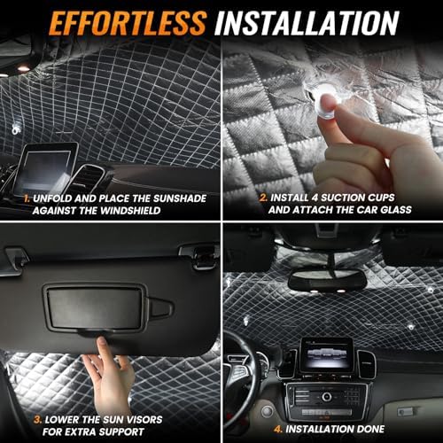 Windshield Sun Shade, Reflective Car Sunshade Blocks Heat, 55 x 29.5 in - Image 5