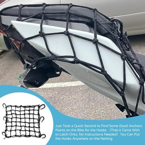 2 Pack 15"X15" Motorcycle Cargo Net Stretches to 30"x30", Total 20 Hooks - Image 7