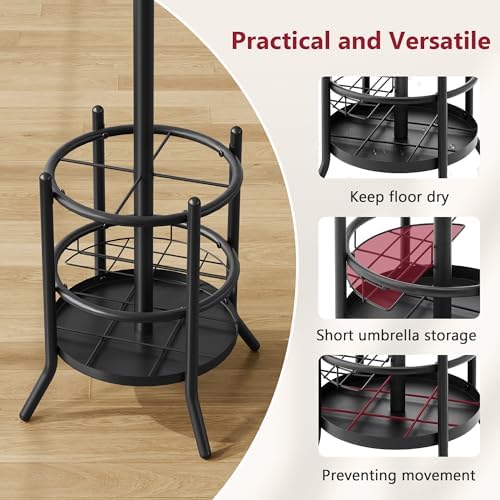 Tajsoon Coat Rack with Umbrella Holder, Coat Stand With 16 Hooks - Image 5