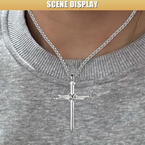Nail Cross Pendant for Car Rearview Mirror, 3 Nails Metal Cross Car Rear View - Image 6