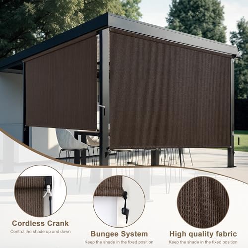 AOSKY Outdoor Roller Shades for Porch Privacy, Cordless Patio Roll Up Blinds - Image 7