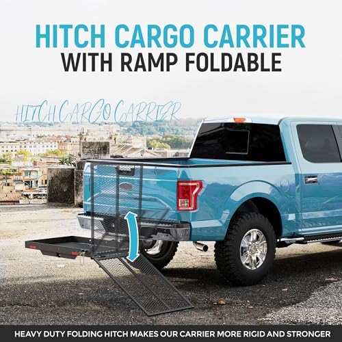 ECOTRIC 46.2 X 26.8 X 38.7 Inch Hitch Cargo Carrier W/Ramp Foldable 500 Lbs - Image 2