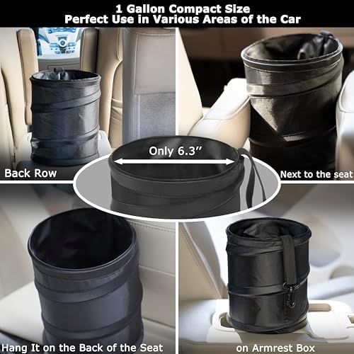 Ginsco New Leakproof Car Trash Can, 1 Gallon Mini Trash Can Pop-up Collapsible - Image 3