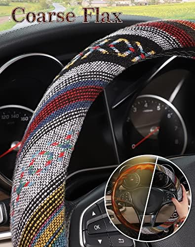 SEG Direct Boho Steering Wheel Cover, Baja Blanket Cloth, Coarse Flax - Image 4