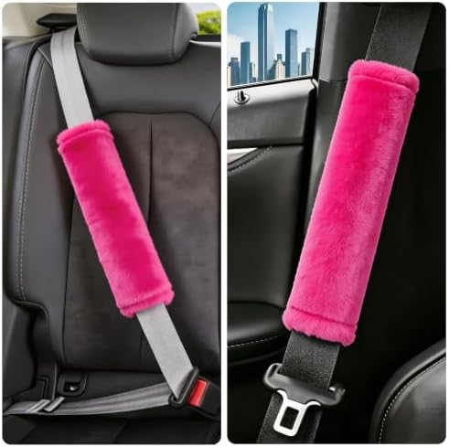 Amooca 2-Pack Soft Furry Universal Seatbelt Cover Car Shoulder Pad - Image 6