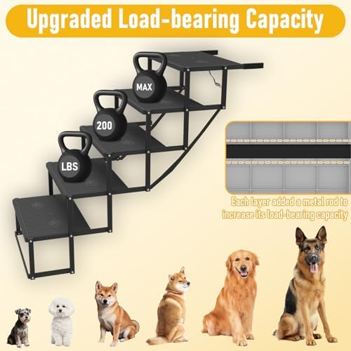 Dog Steps for Car, 5 Steps Foldable Dog Stairs for Large Dogs - Image 2