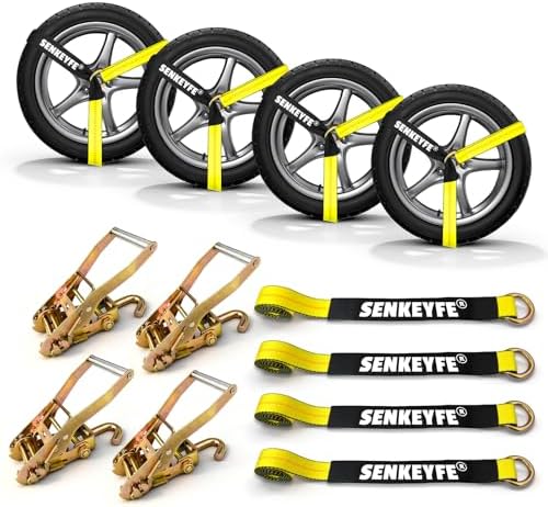 4PCs 2"x96" Ratchet Car Tire Tie Down Straps 9900LBS by SENKEYFE