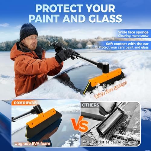 COMOWARE Telescoping 2-in-1 Snow Broom & Ice Scraper - Image 3