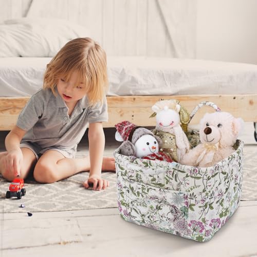 Storage Basket Boho Fabric Large Collapsible Floral Laundry Nursery Hamper - Image 2