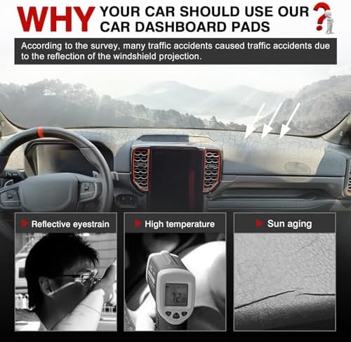 Autorder Dashboard Cover Mat for 2024 2025 2026 Ford Ranger Accessories Dash - Image 2
