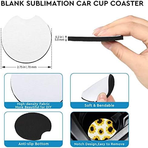 40PCS Sublimation Blank Car Coasters, 2.75in/5mm Circular Opening Blank - Image 2